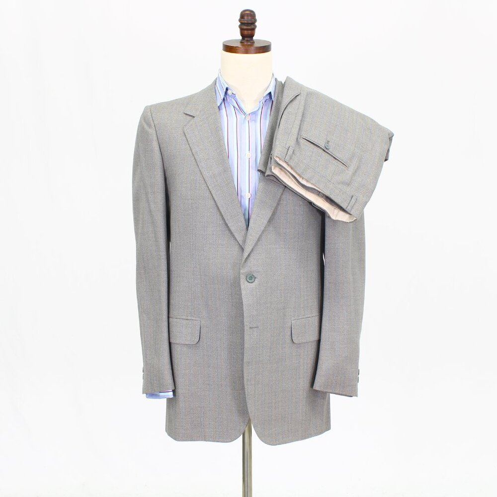 Unbranded 40L 36x33 Gray Full Suit 2-Button Stripe R581